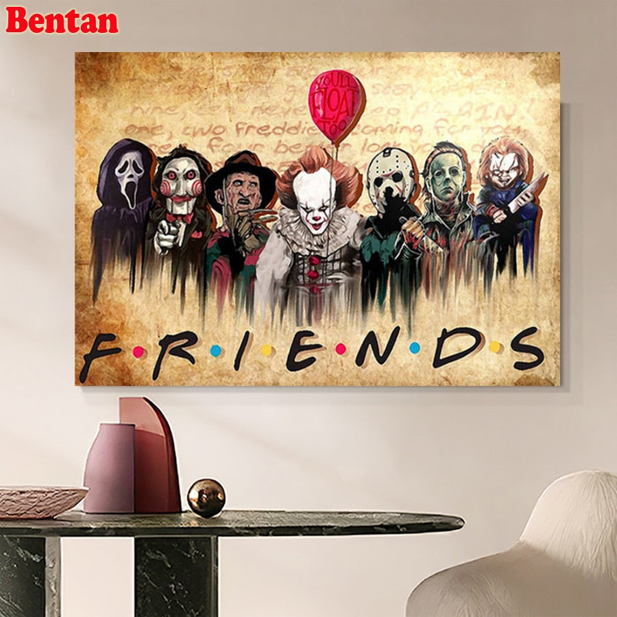 Scary Friends Diamond Painting, Full Round/Square Diamonds - Horror Movie  Characters